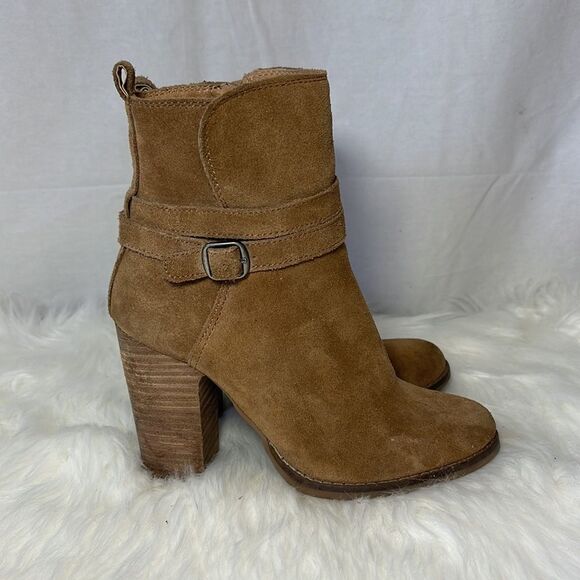 Lucky Brand LaTanya Tan Suede Booties Sz 5.5 - Picture 5 of 7